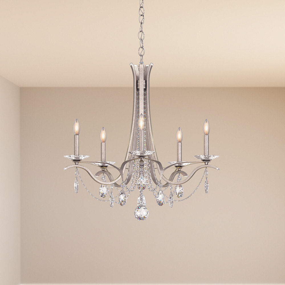 Schonbek Va8335N-48S 5 Light Crystal Chandelier, Antique SilverBy Schonbek