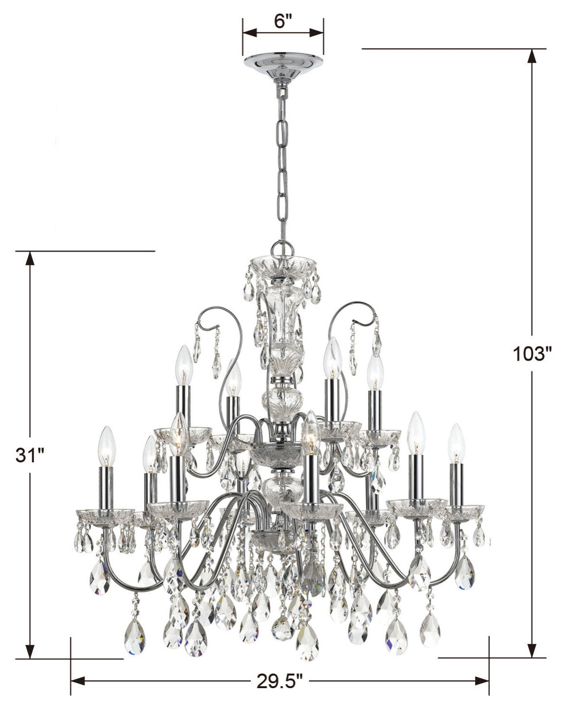 Crystorama Lighting Group 3029-CL-S Butler 12 Light 29"W Crystal - EnglishBy Crystorama Lighting