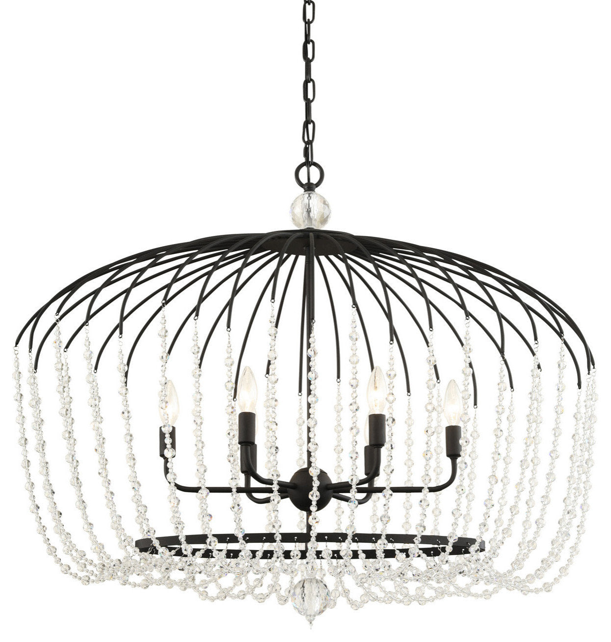 Varaluz 343N06 Voliere 6 Light 36"W Beaded Chandelier - Matte BlackBy Varaluz