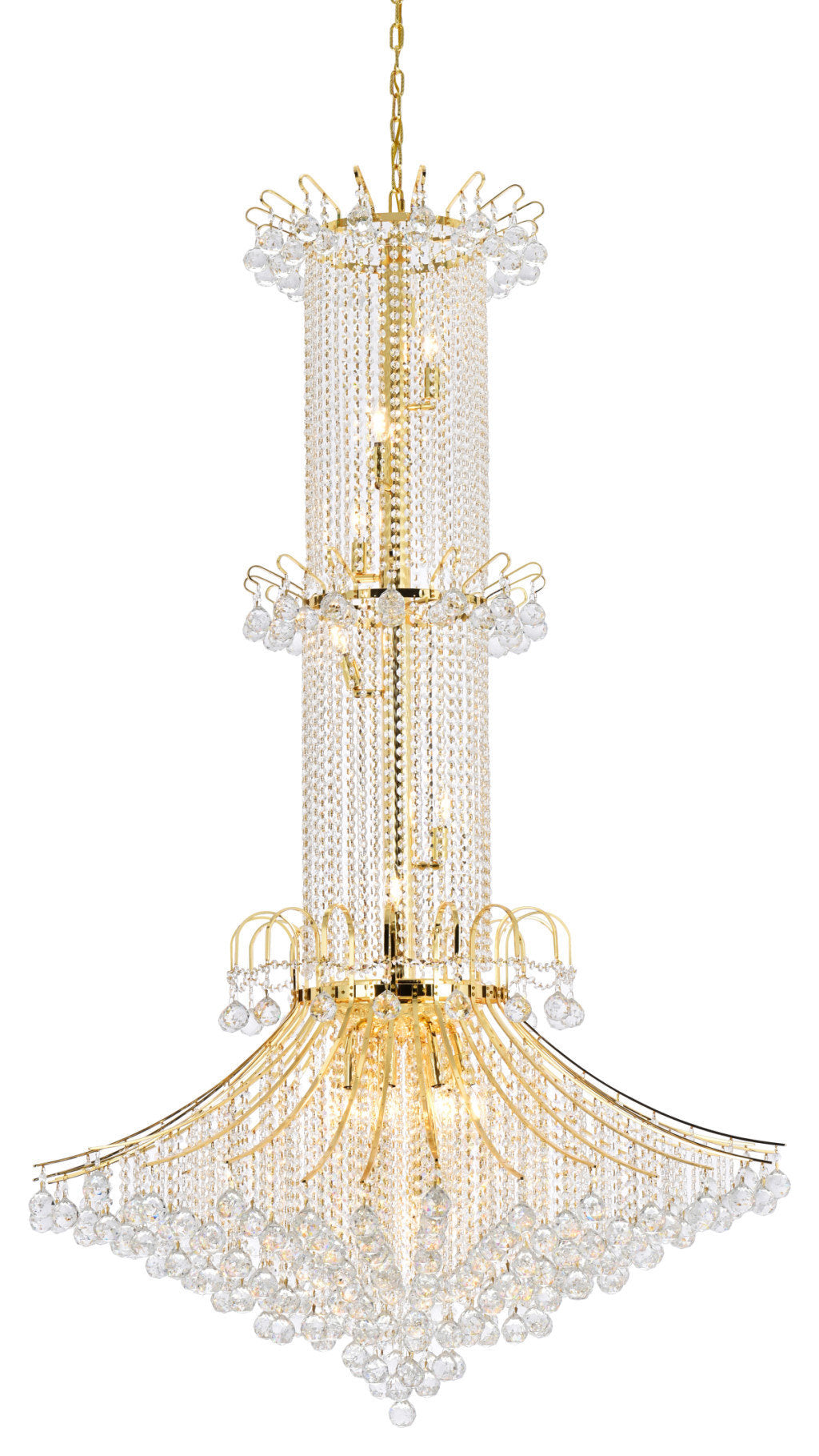 Elegant Lighting V8008G44/RC Toureg 20 Light 44"W Crystal - GoldBy Elegant Furniture & Lighting