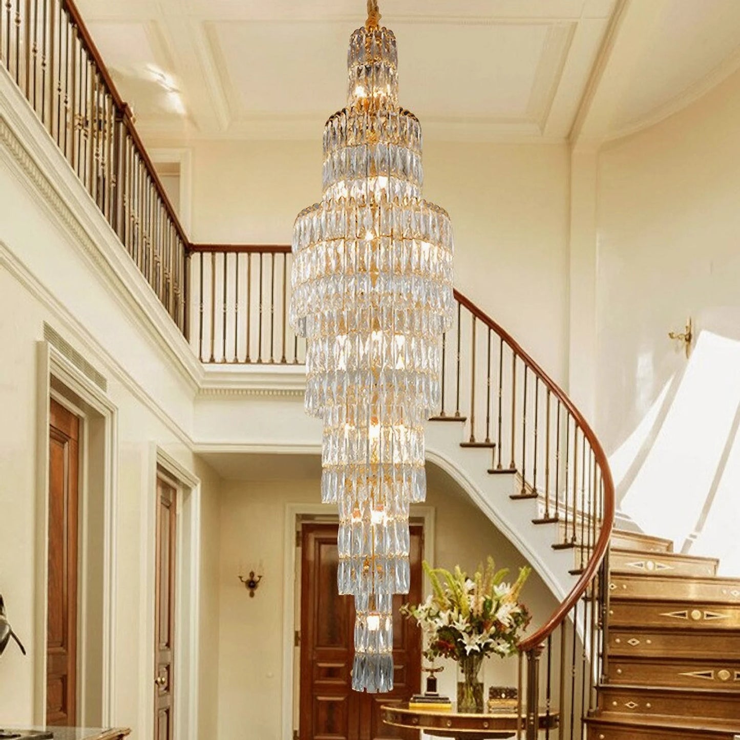 Pegli | New Luxury Long Crystal Chandelier for StairwayBy Miron Demid LLC