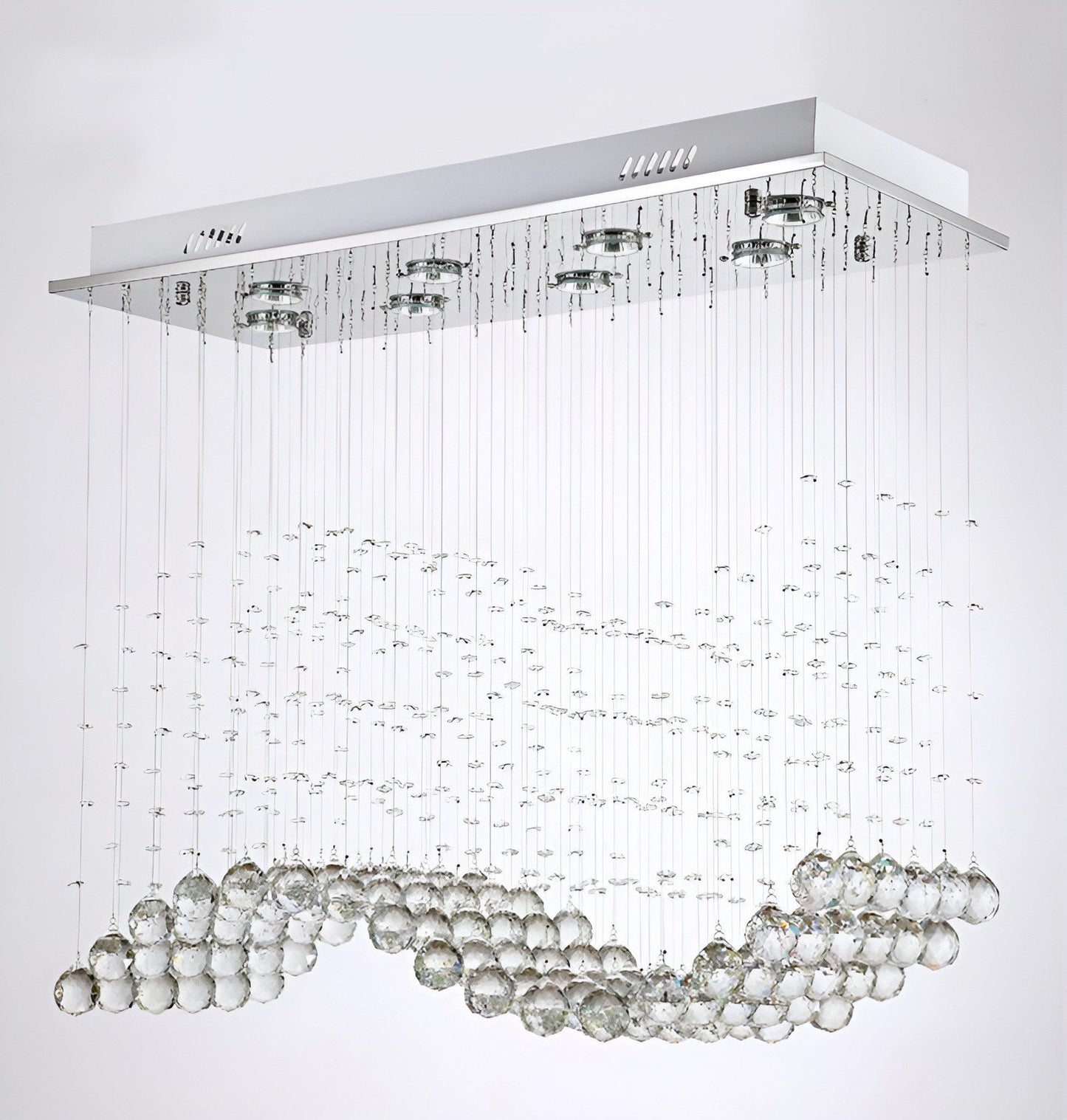Agropoli | Luxury Rectangle LED Crystal Lamp for Dining Room, L39.4xw9.8xh39.4", Cool LightBy Miron Demid LLC