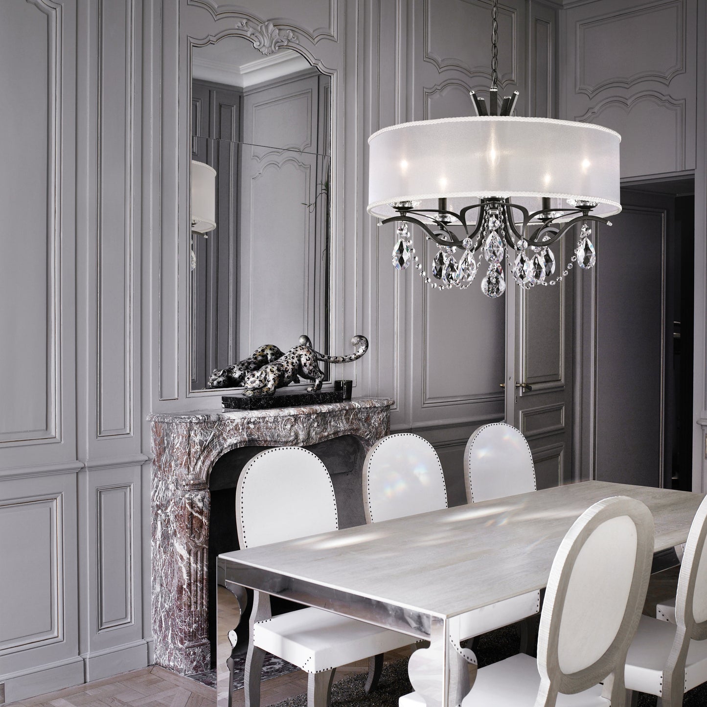 Schonbek Va8305N-59S3 5 Light Crystal Chandelier, Ferro BlackBy Schonbek