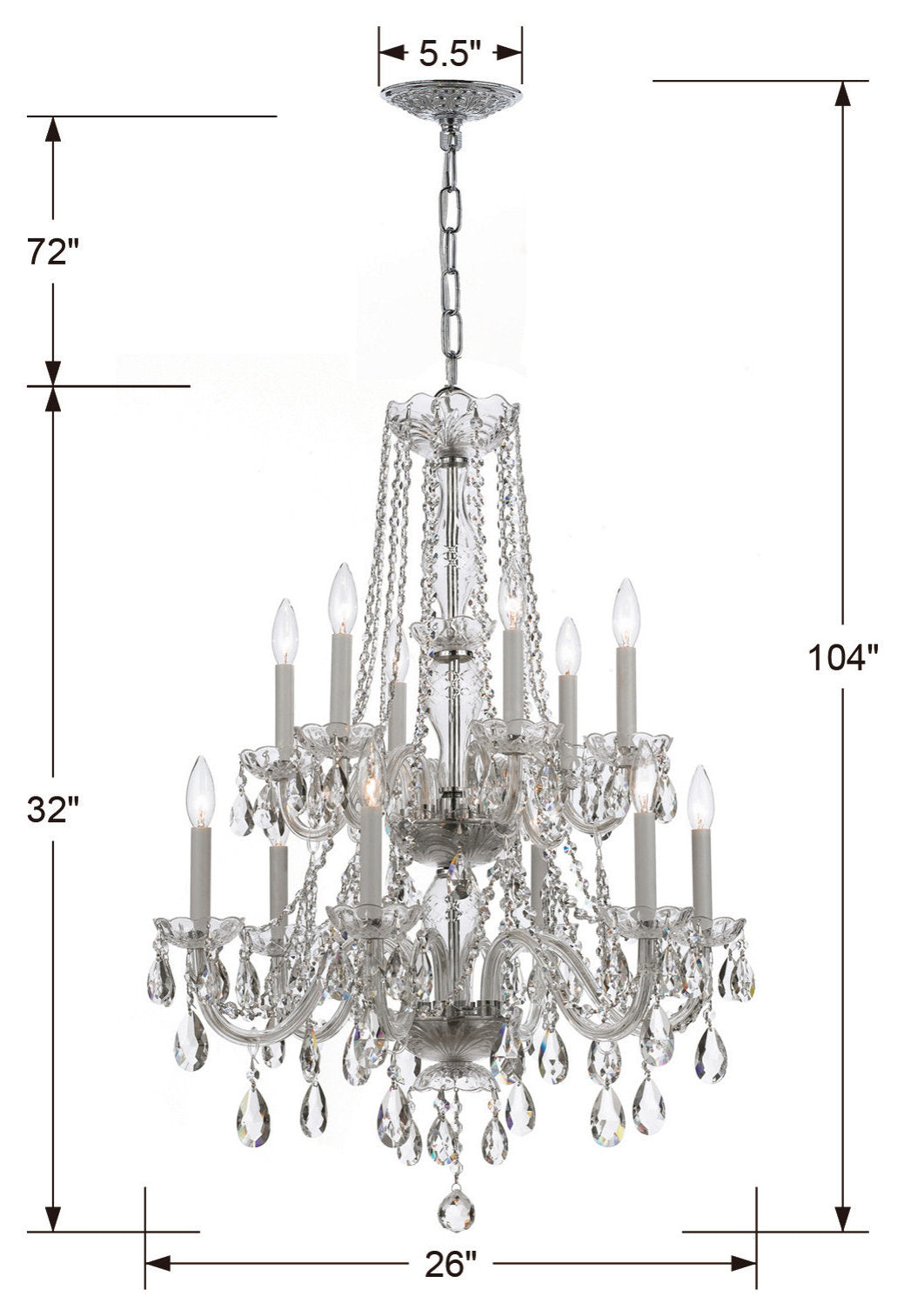 Crystorama Lighting Group 1137-CL-SAQ Traditional Crystal 12 - Polished BrassBy Crystorama Lighting