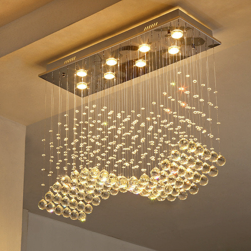 Agropoli | Luxury Rectangle LED Crystal Lamp for Dining Room, L39.4xw9.8xh39.4", Cool LightBy Miron Demid LLC