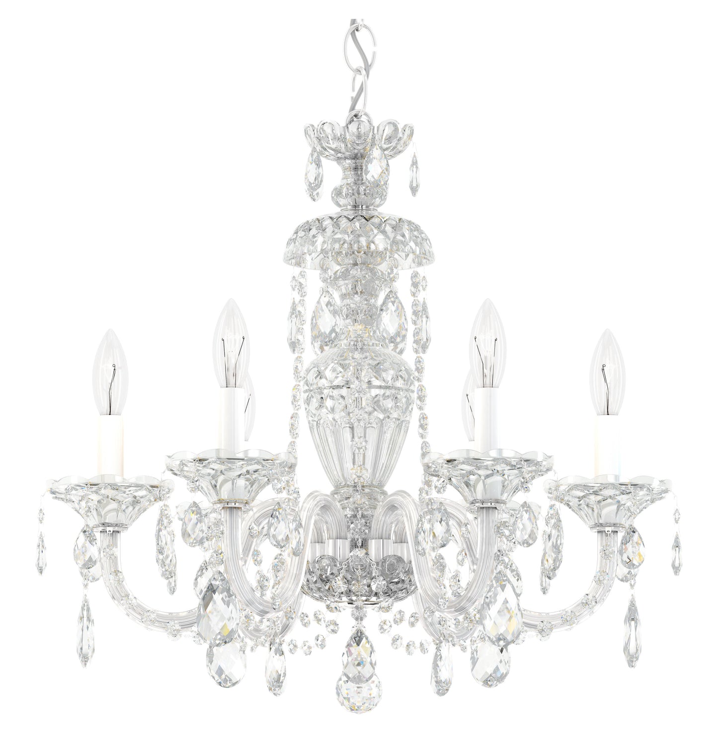 Sterlg 6 Light Chandelier Silver Clear Crystals From SwarovskiBy Schonbek