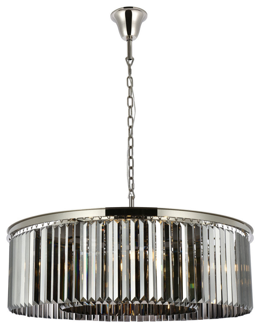 Elegant Lighting 1238G43-SS/RC Sydney 10 Light 44"W Crystal Drum - Matte BlackBy Elegant Furniture & Lighting