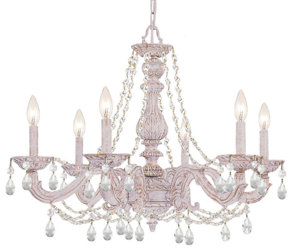 Crystorama Paris Market 6 Light Clear Element Crystal White ChandelierBy Crystorama Lighting
