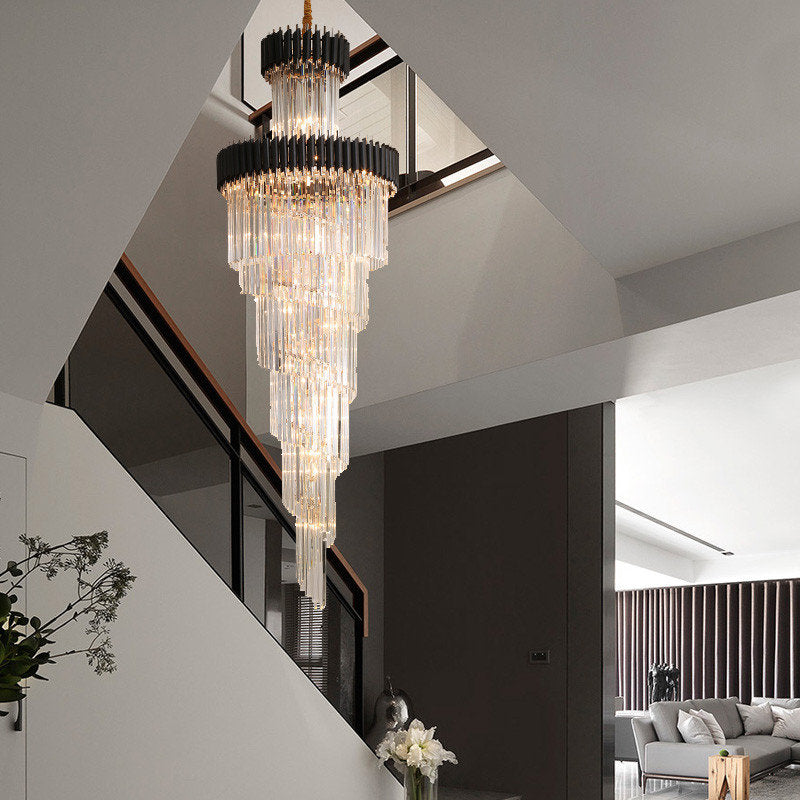 Art Deco | Black and Gold Crystal Chandelier for Hall and Staircase, Black, 27.6'', Non-Dimmable, Warm LightBy Miron Demid LLC