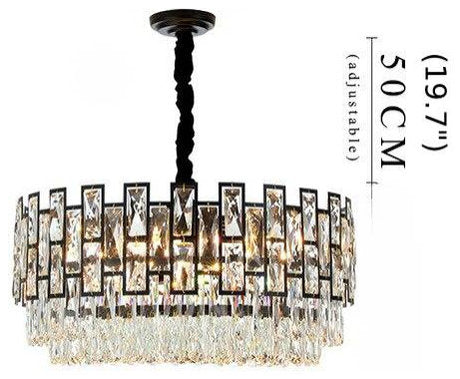 Quiliano | Modern Drum Black Crystal Ceiling Chandelier, Dia82cm/Dia32.3''By Miron Demid LLC