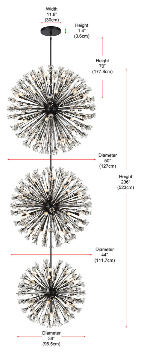 Elegant Lighting 48" Three Tiers Crystal Starburst ChandelierBy Elegant Furniture & Lighting