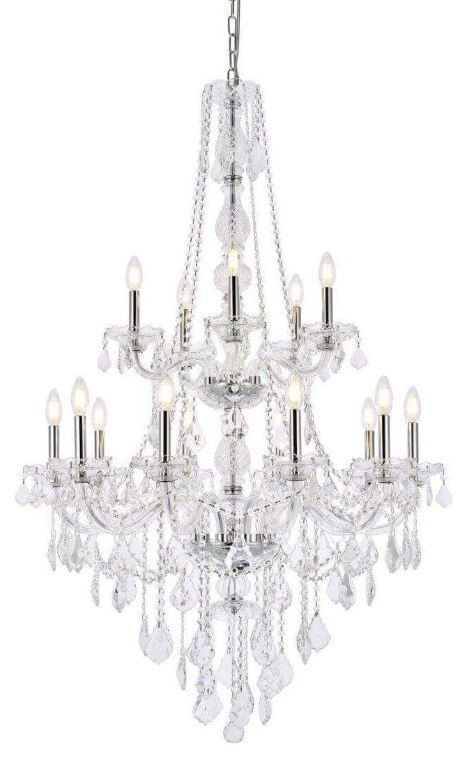Elegant Lighting Verona Crystal Chandelier, Chrome, 32.00, Golden TeakBy Elegant Furniture & Lighting