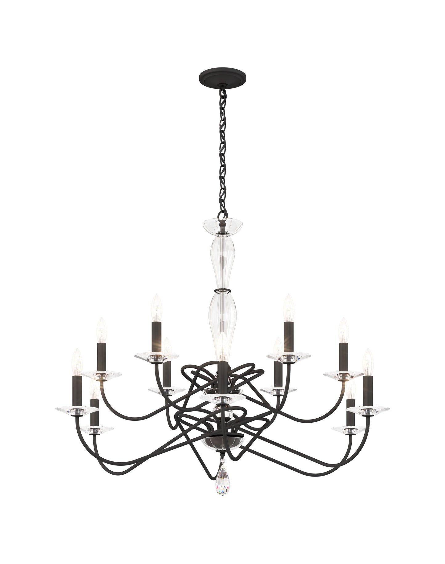 Arabesque 12 Light Chandelier, Black MatteBy Schonbek