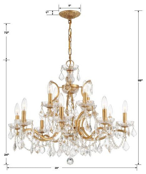Filmore 12-Light Chandelier In Traditional Style, 24"Hx29"WBy Crystorama Lighting