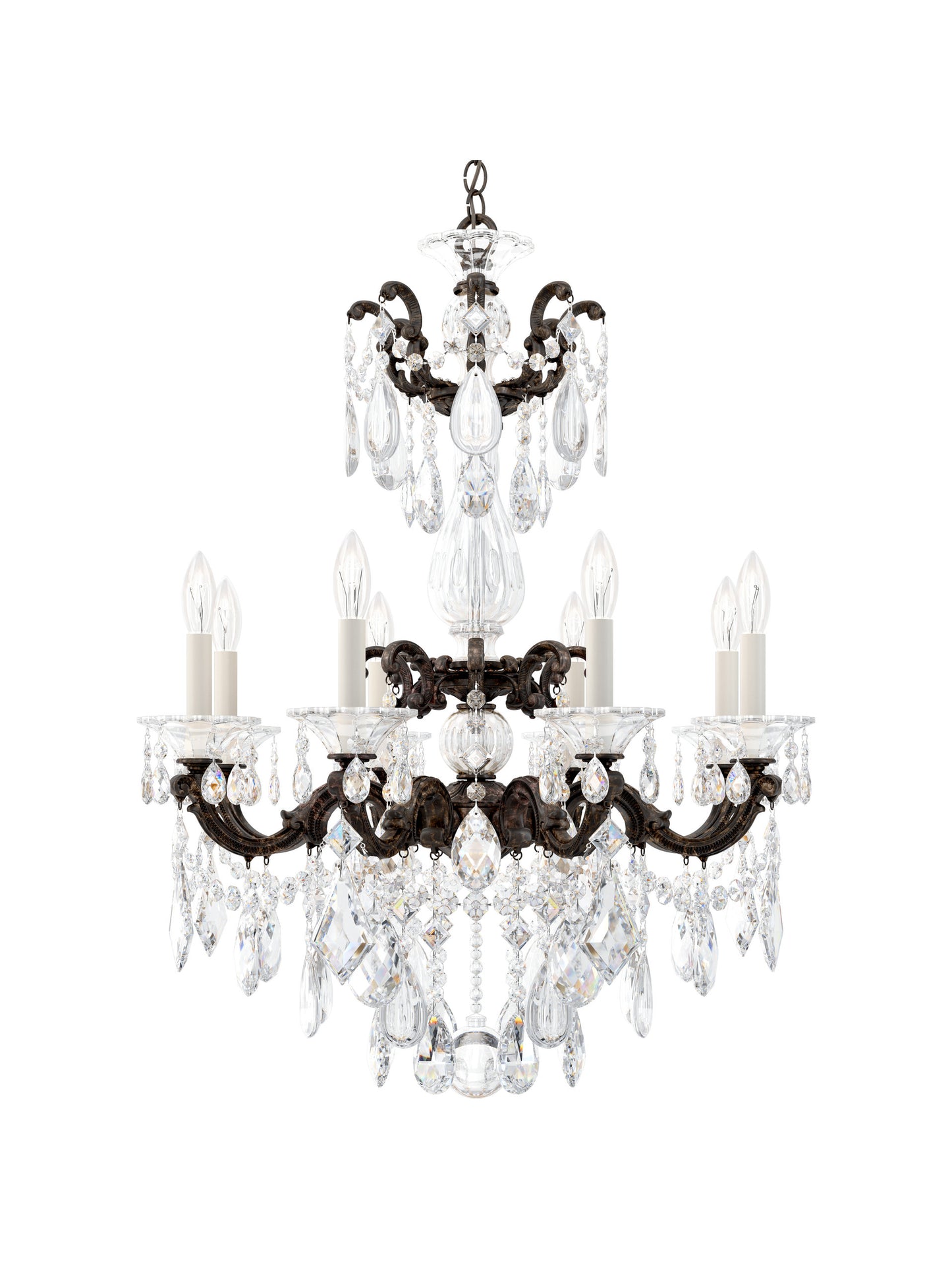 Schonbek 5007-76S 8 Light Crystal Chandelier, Heirloom BronzeBy Schonbek