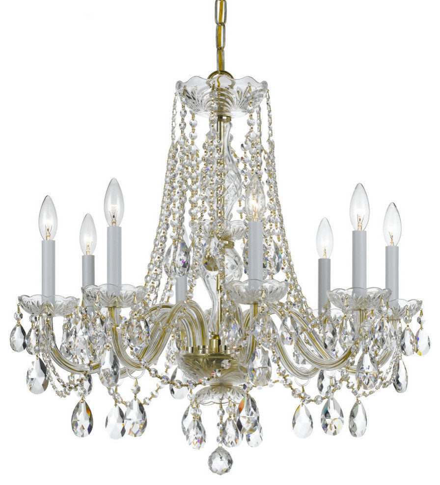 Crystorama 8-Light Swarovski Strass Crystal Brass Chandelier, Polished BrassBy Crystorama Lighting