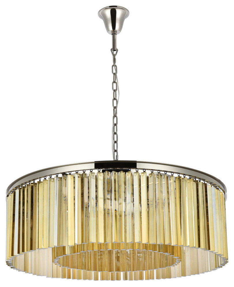 Elegant Lighting 1208G43-GT/RC Sydney 10 Light 44"W Crystal Drum - Matte BlackBy Elegant Furniture & Lighting