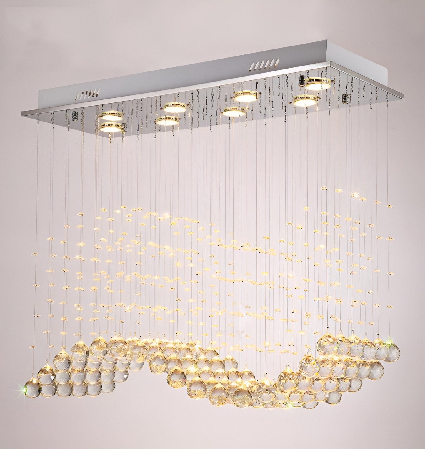Agropoli | Luxury Rectangle LED Crystal Lamp for Dining Room, L39.4xw9.8xh39.4", Cool LightBy Miron Demid LLC