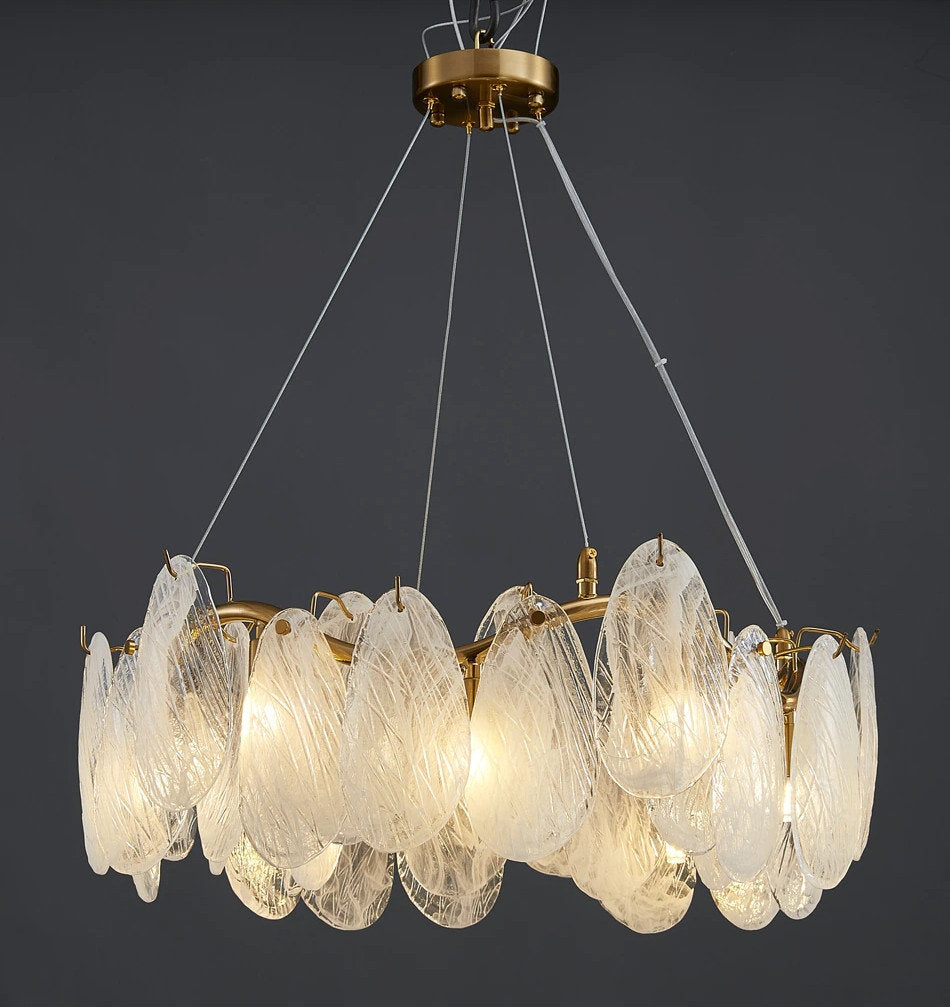 Zafferana Etnea | Round Smoke Gray Crystal Chandelier for Bedroom, White, 33.5"By Miron Demid LLC