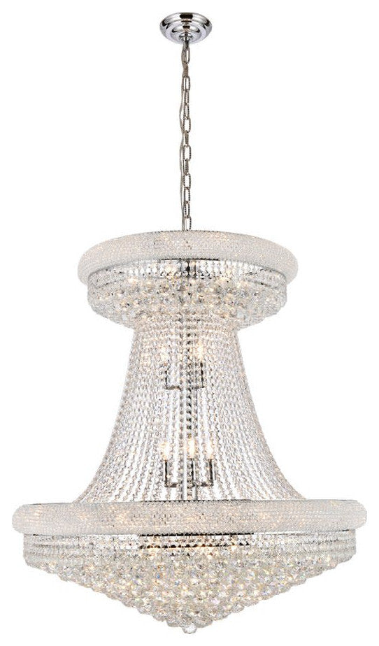 Elegant Lighting V1800G36S/RC Primo 28 Light 36"W Crystal Empire - ChromeBy Elegant Furniture & Lighting