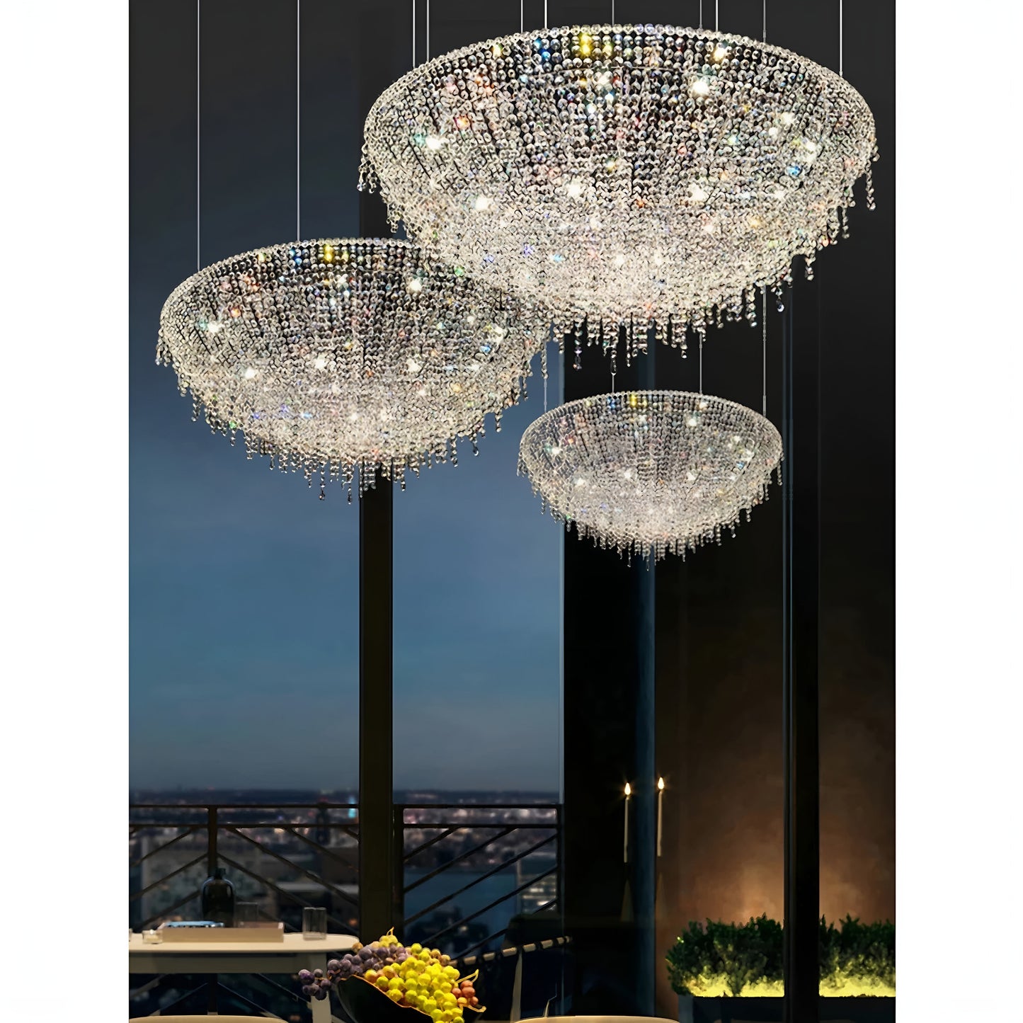 Bendejun | Luxury Brilliant Drops Crystal Chandelier, Dia23.6xh11.8", Warm LightBy Miron Demid LLC