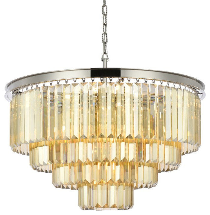 Elegant 1231D32PN-GT/RC Sydney 17-Light Polished Nickel Chandelier Golden TeakBy Elegant Furniture & Lighting