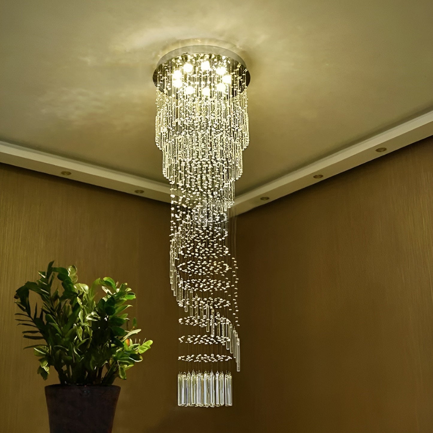 Levens | Exquisite Modern Flush Mount Crystal Chandelier, Dia31.5xh118.11" / Dia80xh300cm, Cool LightBy Miron Demid LLC