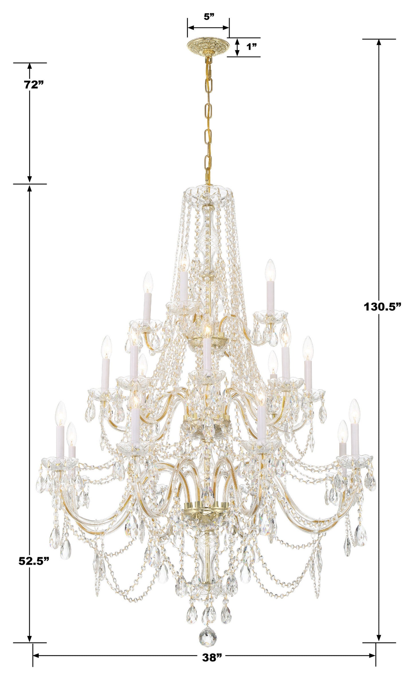 Traditional Crystal 20-Light Polished Brass ChandelierBy Crystorama Lighting
