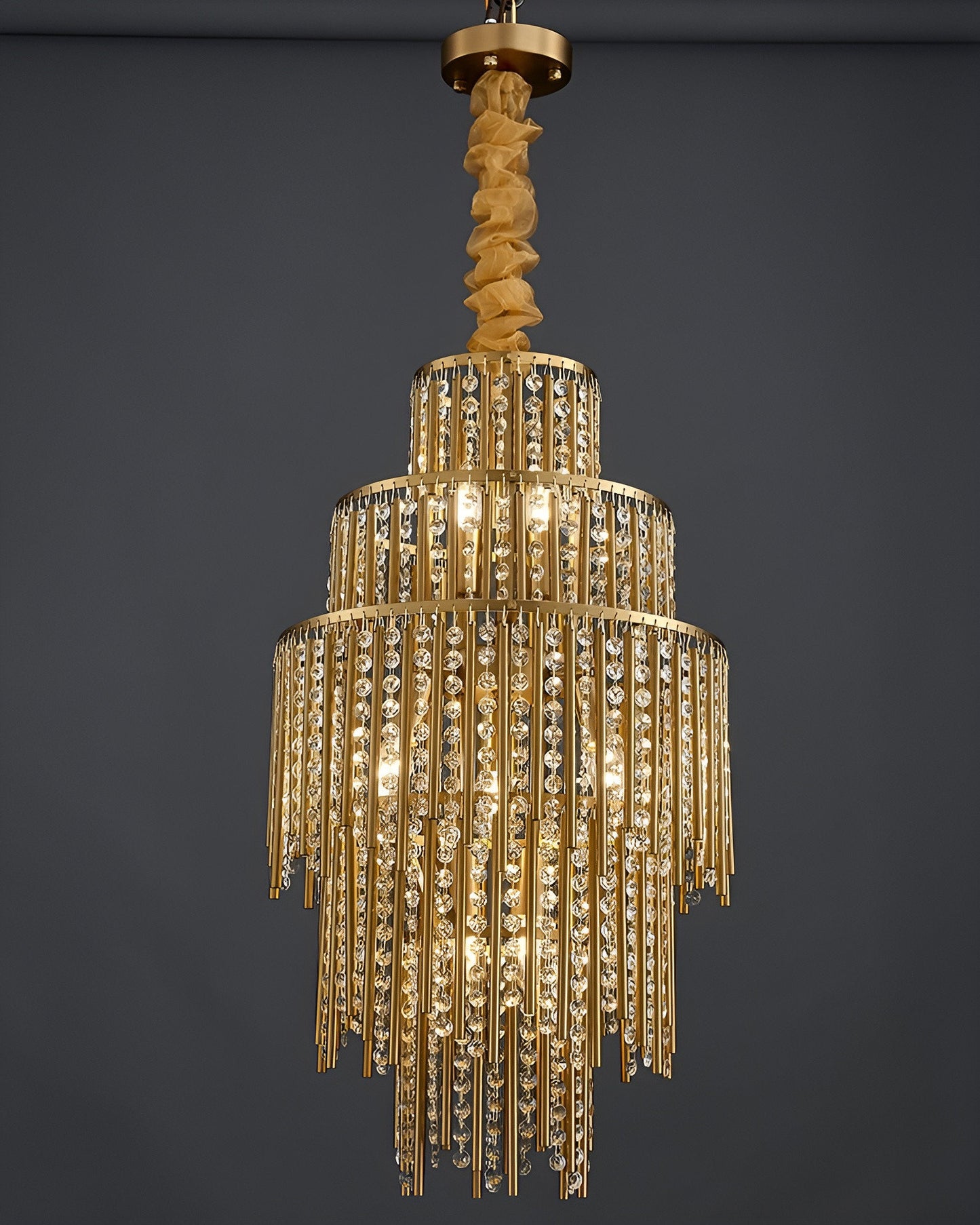 Antibes | Luxury Gold Chandelier With Crystal Balls, Cool Light, Non-DimmableBy Miron Demid LLC