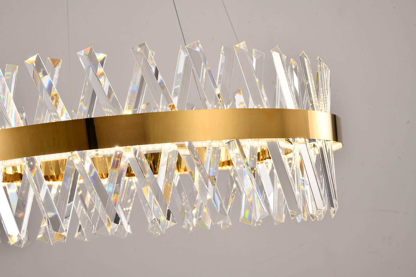 26" Dimmable Gold LED Chandelier With Clear CrystalsBy Design Living