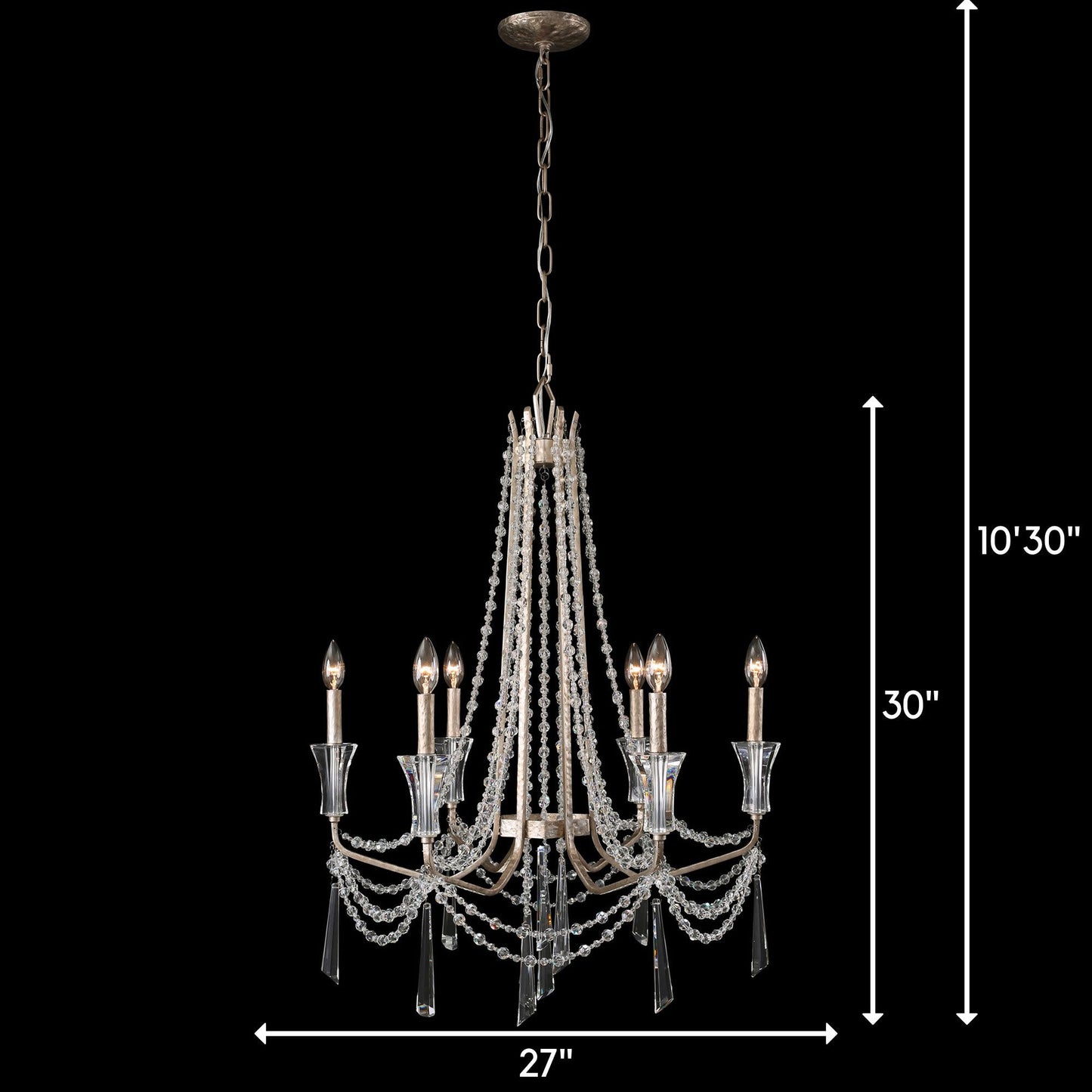 Varaluz 270C06 Barcelona 6 Light 27"W Crystal Chandelier - Transcend SilverBy Varaluz