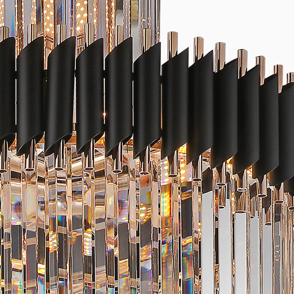 Art Deco | Black and Gold Crystal Chandelier for Hall and Staircase, Black, 27.6'', Non-Dimmable, Warm LightBy Miron Demid LLC