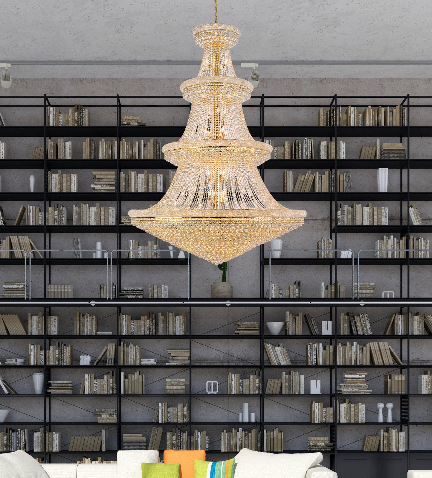 Elegant Lighting V1800G72/RC Primo 66 Light 72"W Crystal Empire - GoldBy Elegant Furniture & Lighting