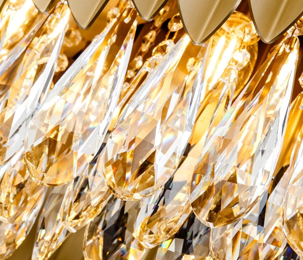 Almese | Drum Gold/Black Crystal Chandelier For Living Room, Gold, Dia23.6"By Miron Demid LLC