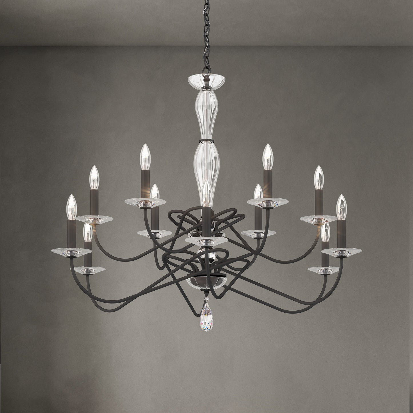 Arabesque 12 Light Chandelier, Black MatteBy Schonbek