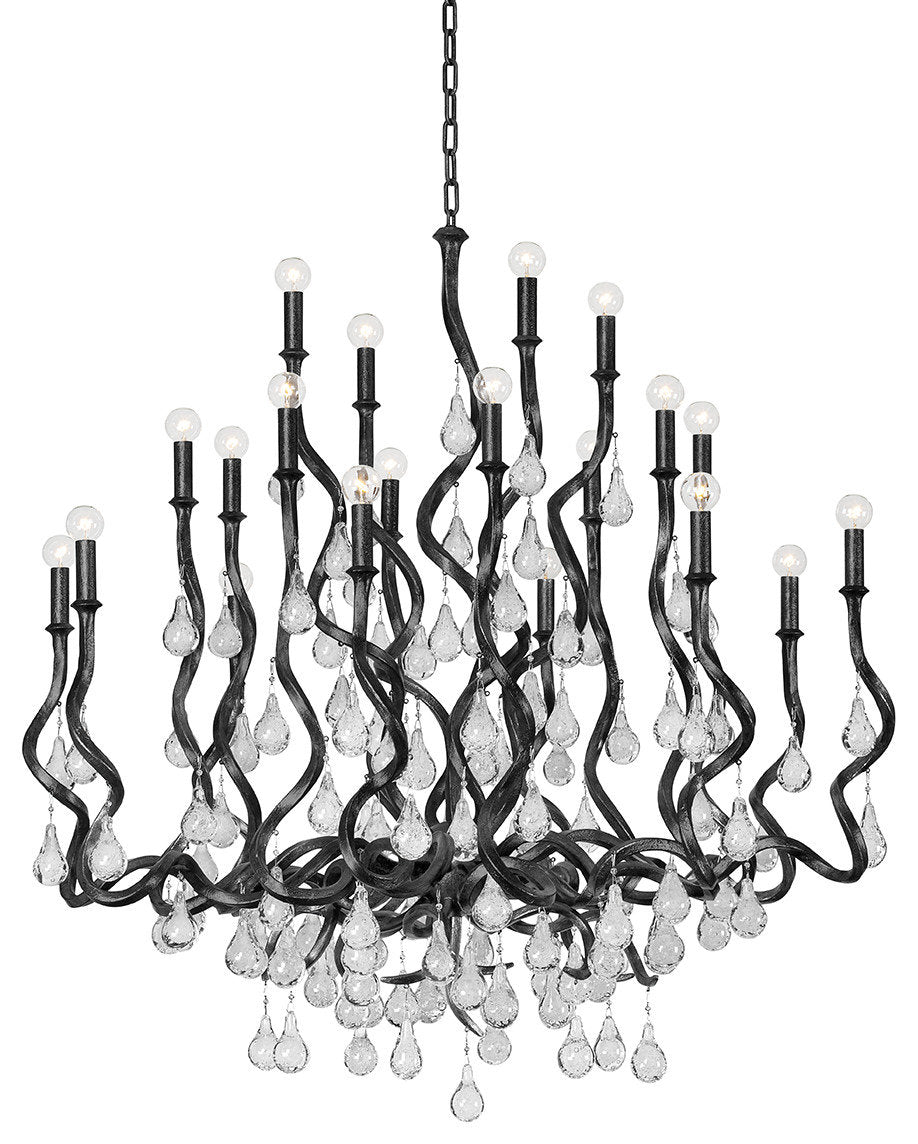 Aveline 20-Light Chandelier, Black Silver LeafBy Corbett Lighting