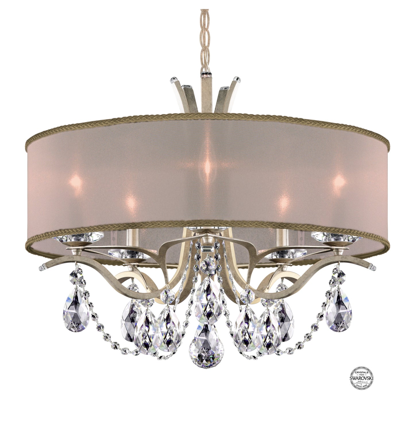 Schonbek Va8305N-48S2 5 Light Crystal Chandelier, Antique SilverBy Schonbek