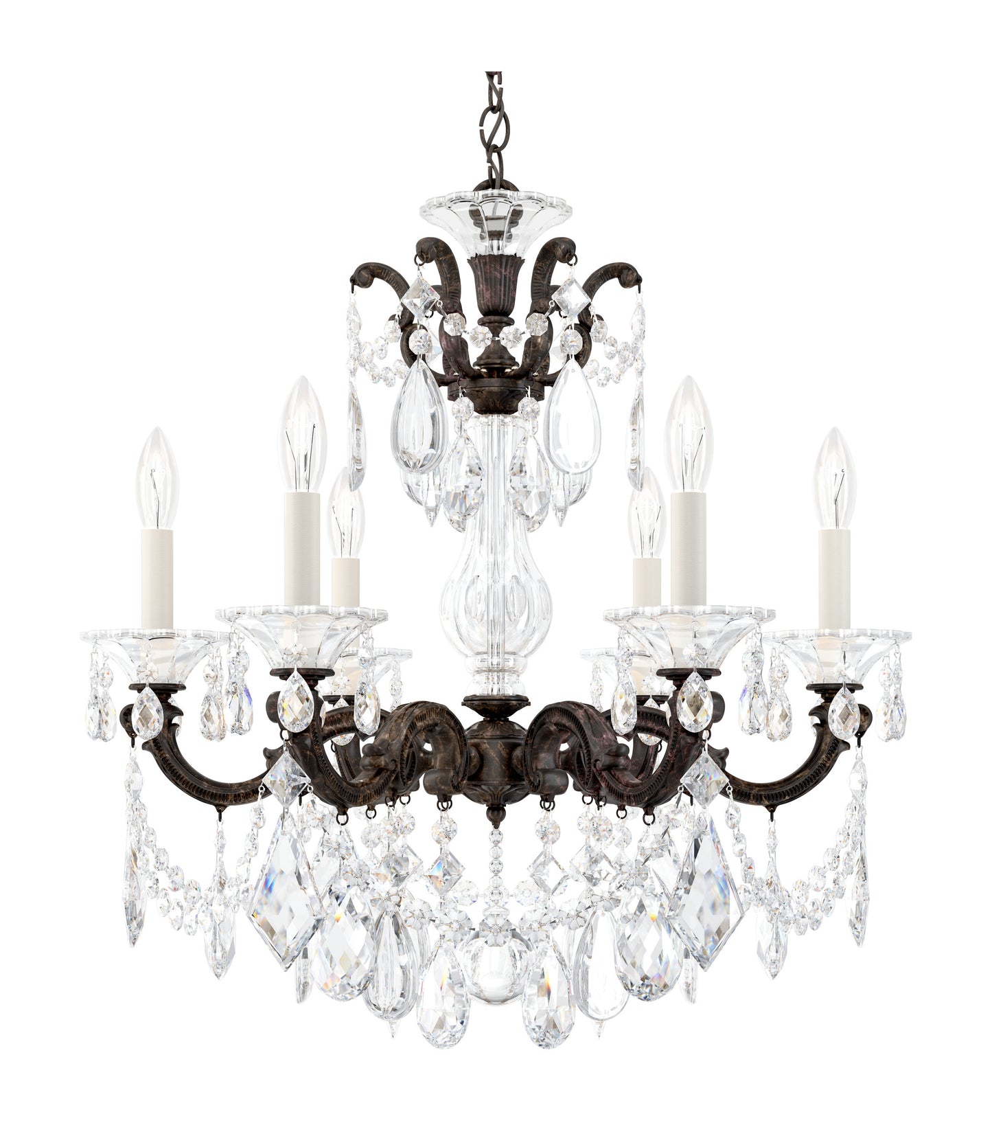 La Scala 6 Light Chandelier Heirloom Bronze Clear Heritage CrystalBy Schonbek