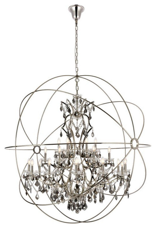 Elegant Lighting 1130G60-SS/RC Geneva 25 Light 60"W Crystal - Polished NickelBy Elegant Furniture & Lighting