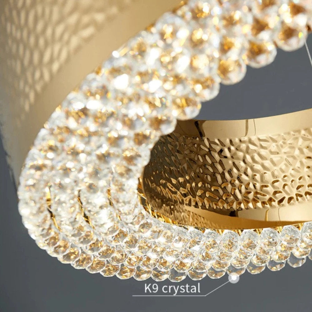 Giovanni Gold Plated Crystal Chandelier, Diameter 32"By MORSALE