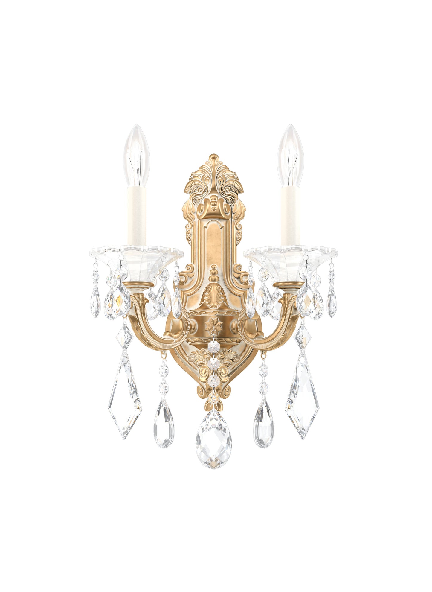 Schonbek 5070-27, 2 Light Crystal Sconce In Parchment GoldBy Schonbek