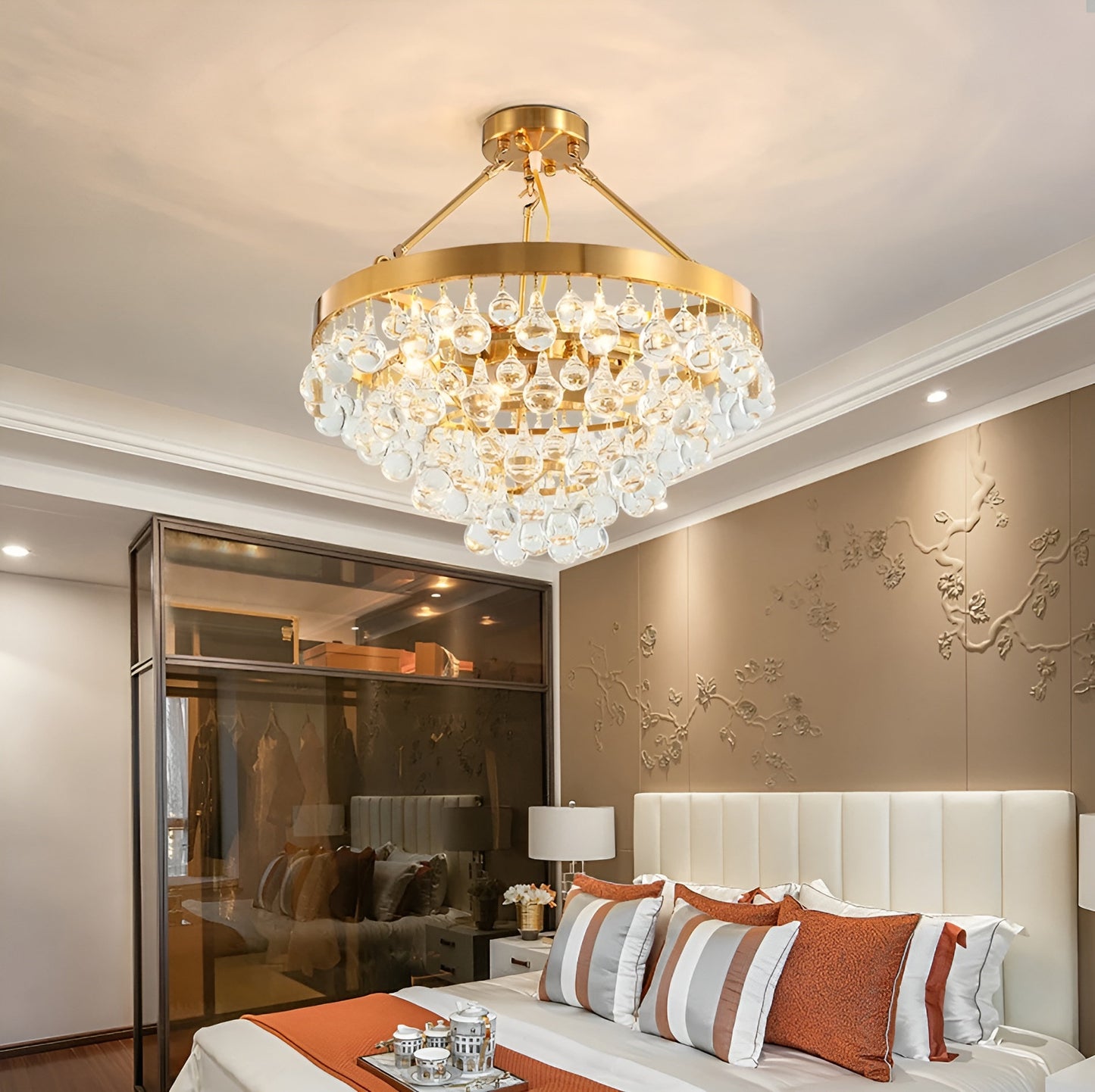 Houffalize | Gold/Black Crystal Round Chandelier for Living Room, Gold29.5"By Miron Demid LLC