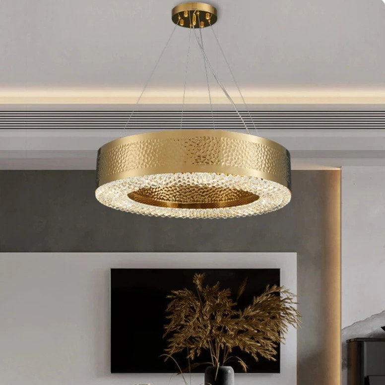 Giovanni Gold Plated Crystal Chandelier, Diameter 32"By MORSALE
