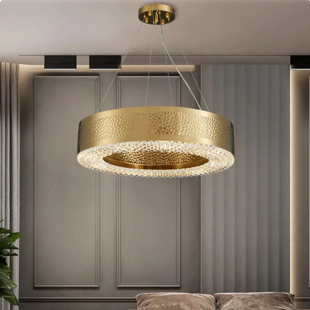 Giovanni Gold Plated Crystal Chandelier, Diameter 32"By MORSALE