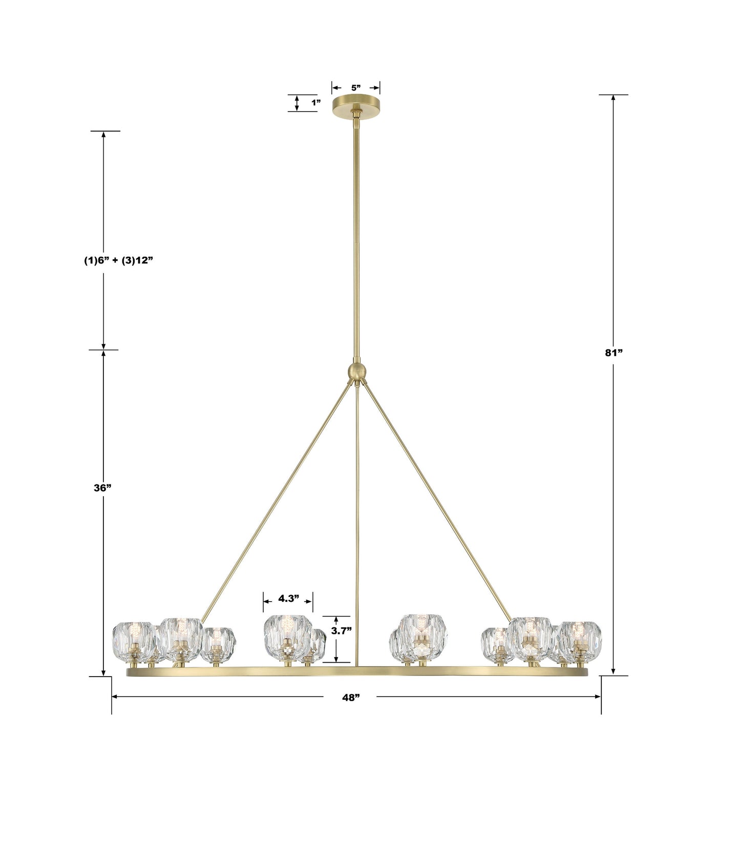 Aragon 12-Light Soft Brass Chandelier, Faceted Cut CrystalBy Crystorama Lighting