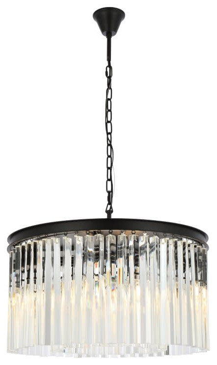 Elegant Lighting 1208D26/RC Sydney 8 Light 26"W Crystal Drum - Polished NickelBy Elegant Furniture & Lighting