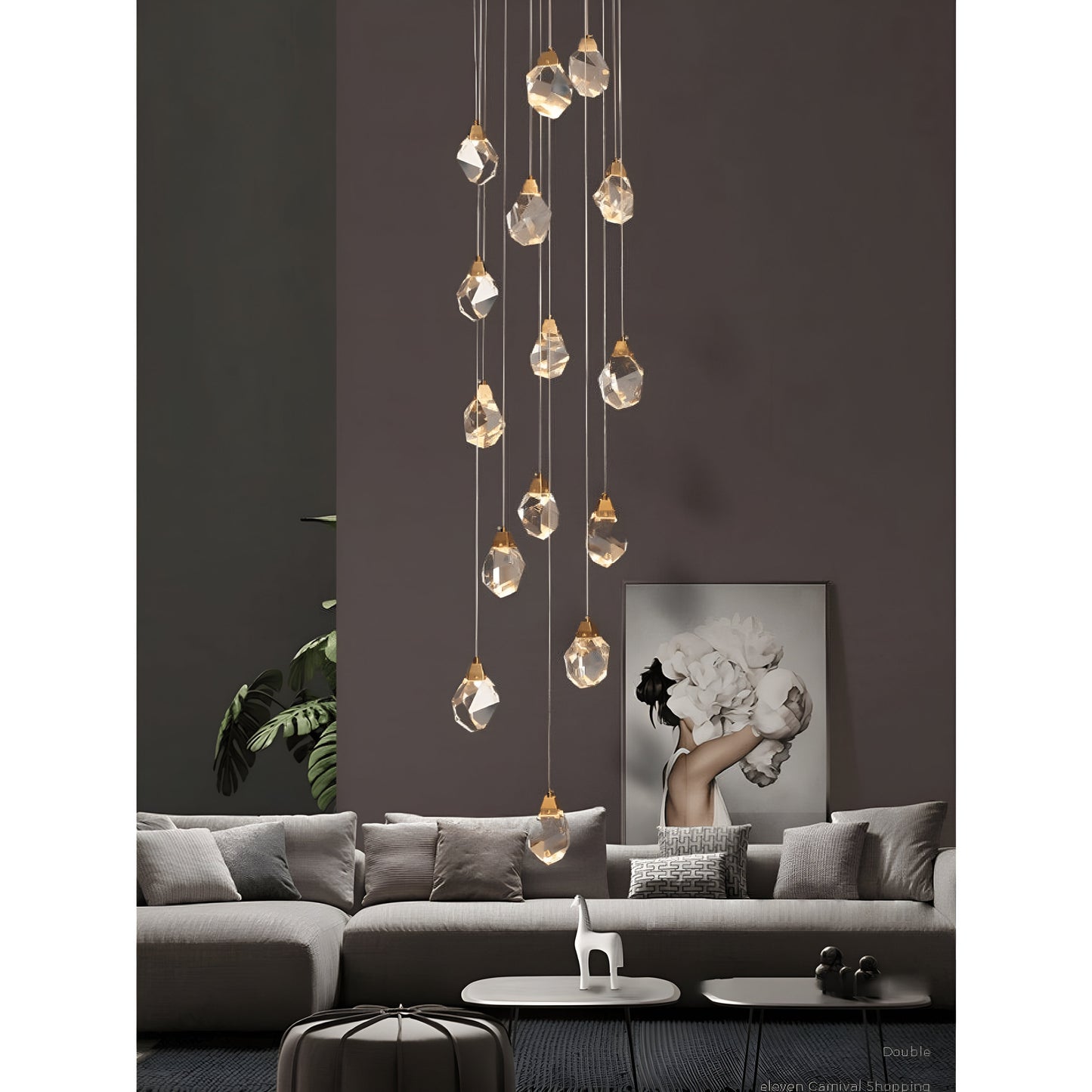 Luxury Diamond Crystal Chandelier, 14 Lights Round, DimmableBy Miron Demid LLC