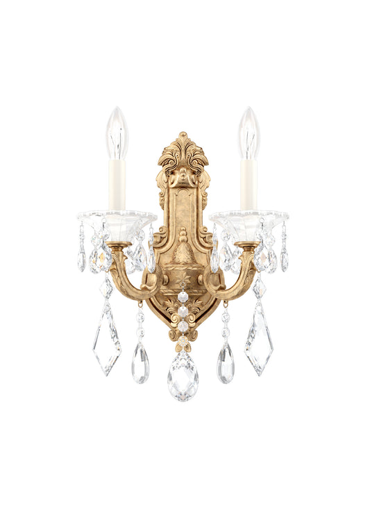 Schonbek 5070-26S, 2 Light Crystal Sconce In French GoldBy Schonbek