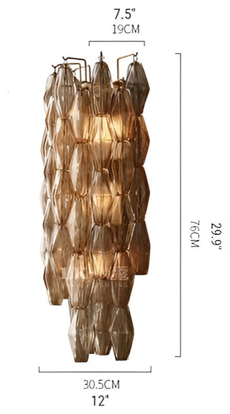 Luxury Crystal Wall Lamp in Decorative Style for Living Room, Bedroom, L12.0xw7.5xh29.9"By Miron Demid LLC