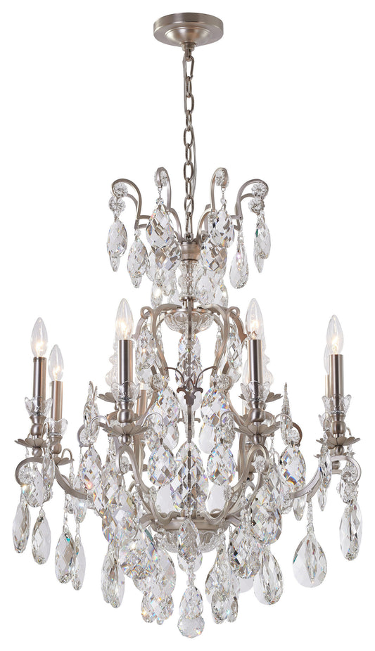 Pewter Iron Chandelier With Clear Hanging CrystalsBy Design Living